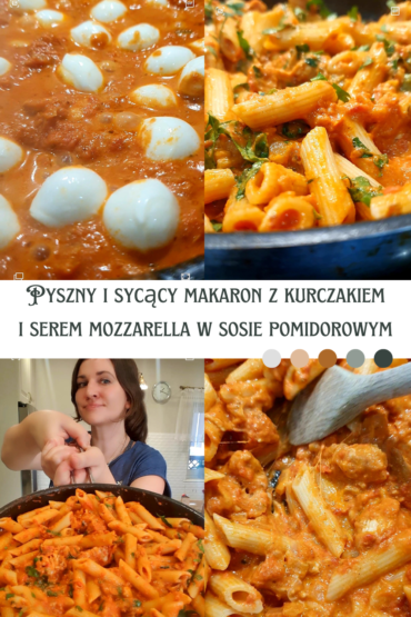 makaron z kurczakiem i mozzarellą w sosie pomidorowym