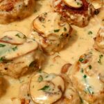 pork meatballs with mushroom sauce