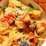 creamy chicken spinach spaghetti